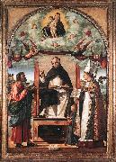 CARPACCIO, Vittore St Thomas in Glory between St Mark and St Louis of Toulouse dfg oil on canvas